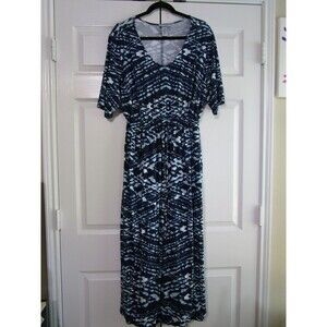 Catherines Dress Womens 2X 22/24W Tie Dye Maxi Pockets Short Sleeve Boho
